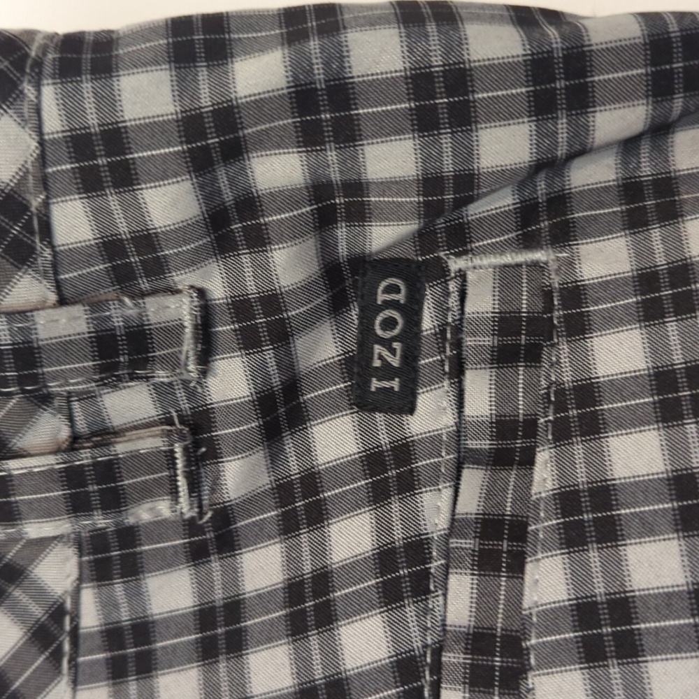 Izod Golf Shorts Size 38 Straight Black and Gray Plaid Flat Front-375 - Picture 4 of 8